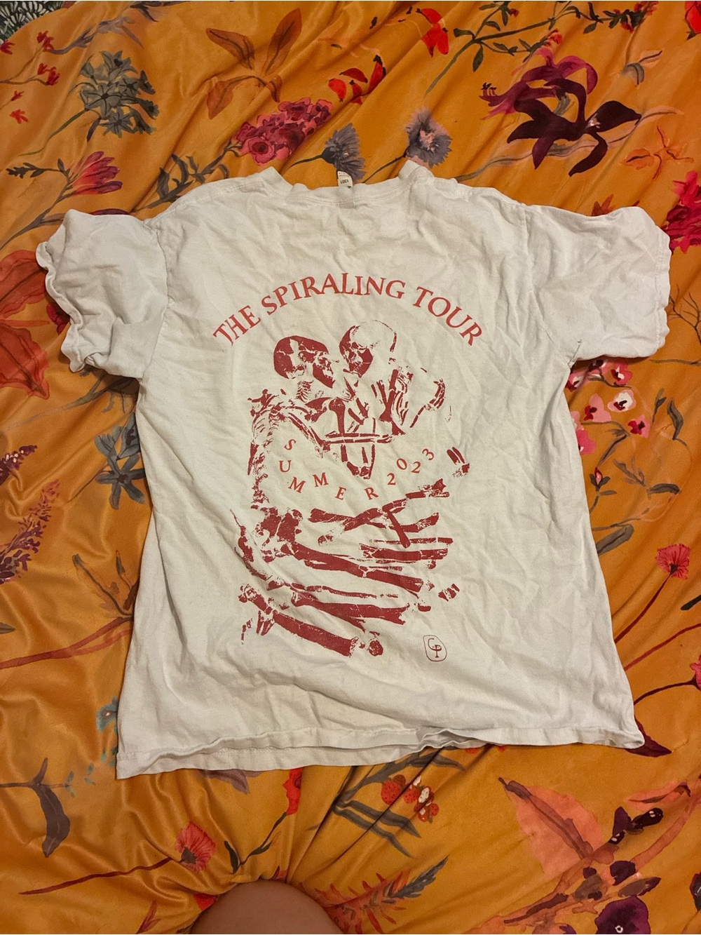 American Apparel White Short Sleeve Tee with Red Graphic - The Spiraling Tour